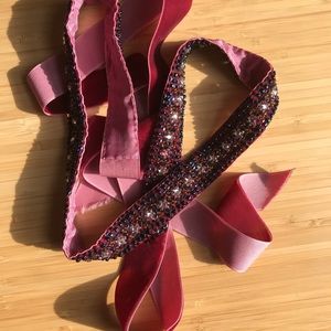J. Crew Beaded Velvet Tie Belt EUC